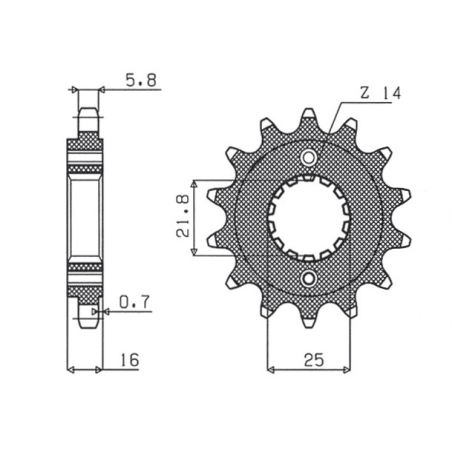 SUNSTAR priekinė žvaigždė 2075 15 DUCATI MONSTER 797 '17-18, SCRAMBLER 800 '17-18, SUPERSPORT 939 '17-18 (JTF736.15) (žingsnis 5