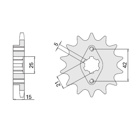 CHT priekinė žvaigždė 7003 15 DUCATI PANTAH 350 500/650 81-82 (492-15)