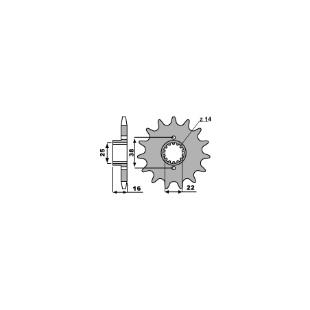 PBR priekinė žvaigždė 2050 14 18NC DUCATI 748/916/944/996/1000 (JTF740.14) (žingsnis 525)