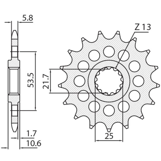 SUNSTAR front sprocket YAMAHA YZF R6 '06-'16 (JTF1581) (chain 520) (conversion 520)