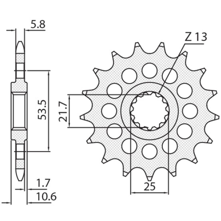 SUNSTAR priekinė žvaigždė YAMAHA YZF R6 '06-'16 (JTF1581) (grandinė  520) (conversion 520)