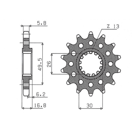 SUNSTAR front sprocket 347M 16 HONDA CBR 600/900/929/954/1000, VTR 1000 SP1/2 (JTF1269.16) (pitch 520) (347M16JT)