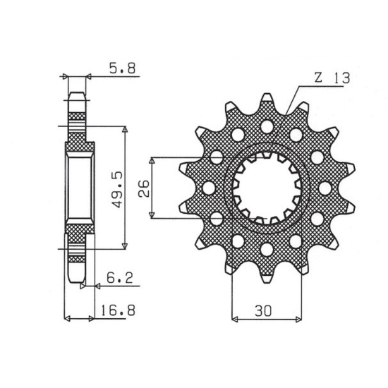 SUNSTAR front sprocket 347M 14 HONDA CBR 600/900/929/954/1000, VTR 1000 SP1/2 (JTF1269.14) (pitch 520) (347M14JT)