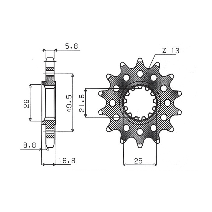 SUNSTAR front sprocket 2093M 14 KAWASAKI ZX6R '03-'06 (JTF1307.14) (pitch 520) (2093M14JT)