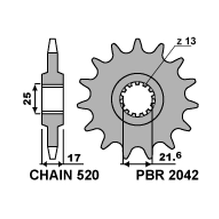 PBR front sprocket 2042 16 18NC HONDA CB 500F/X '13-15, CBR 500R `13-15 (pitch 520)
