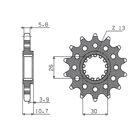 SUNSTAR priekinė žvaigždė 579M 17 YAMAHA FZ1 '06-'14, R1 '04-'14, FJ, XJR (JTF1579.17) (žingsnis 520) (579M17JT)