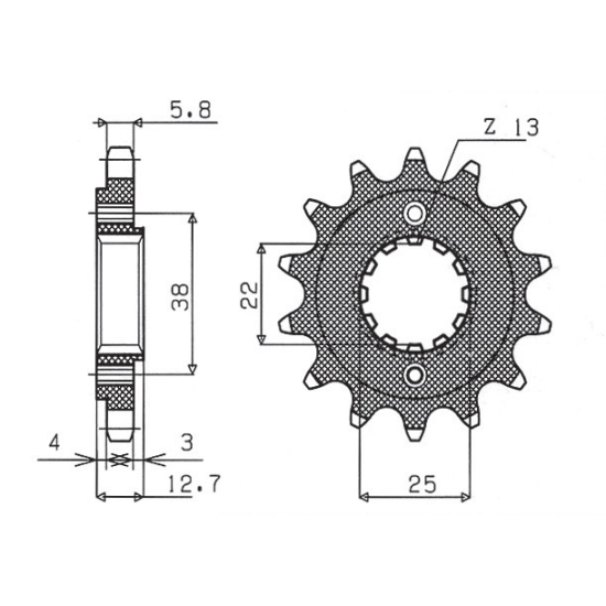 SUNSTAR front sprocket 511 15 KAWASAKI KLR 650 '90-'14 (JTF511.15) (pitch 520) (51115JT)