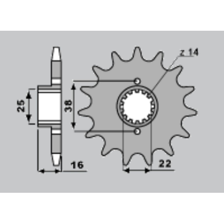 CHT front sprocket 490 14 (A4250736140) BIMOTA DUCATI