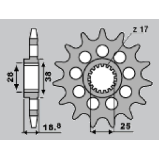 JR front sprocket 2078 17 APRILIA RSV 1000 '04-'08