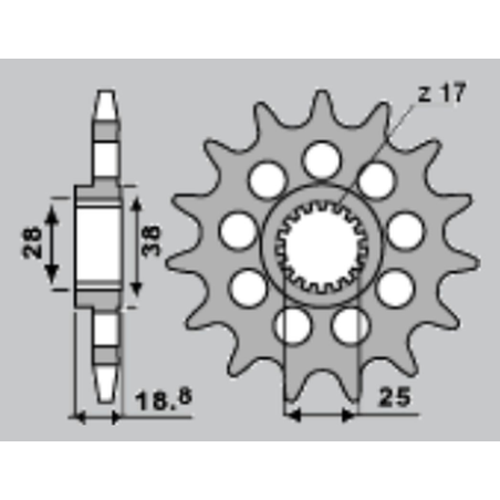 JR front sprocket 2078 17 APRILIA RSV 1000 '04-'08