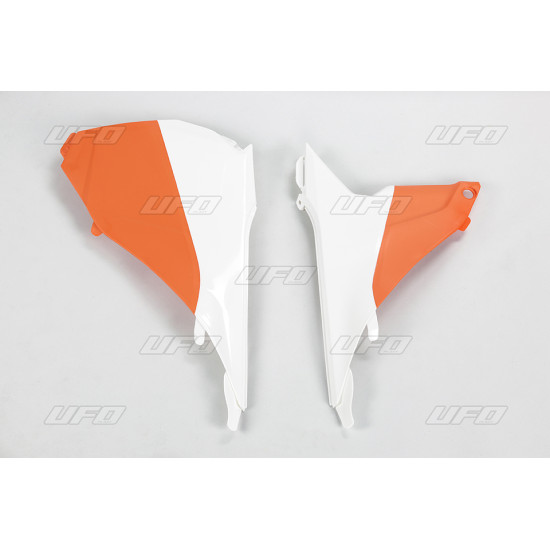 UFO air filter guard / plastic KTM SX '13-'16, SXF '13-'15 color OEM '15 (orange/white)