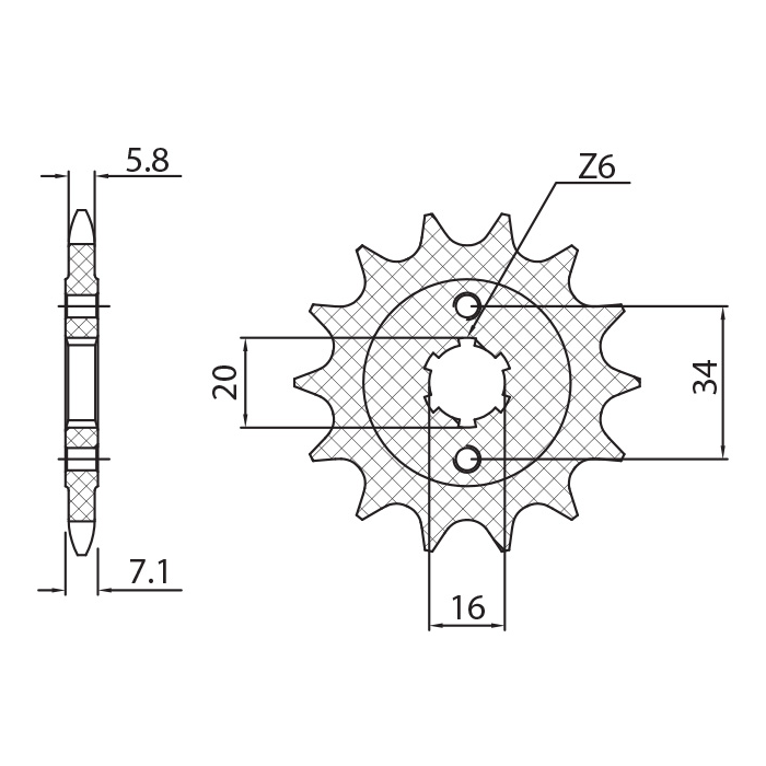 SUNSTAR front sprocket 2247 14 KTM 125 DUKE '11-'16, KTM 200 DUKE '12-'16 (JTF1903.14) (pitch 520) (224714JT)