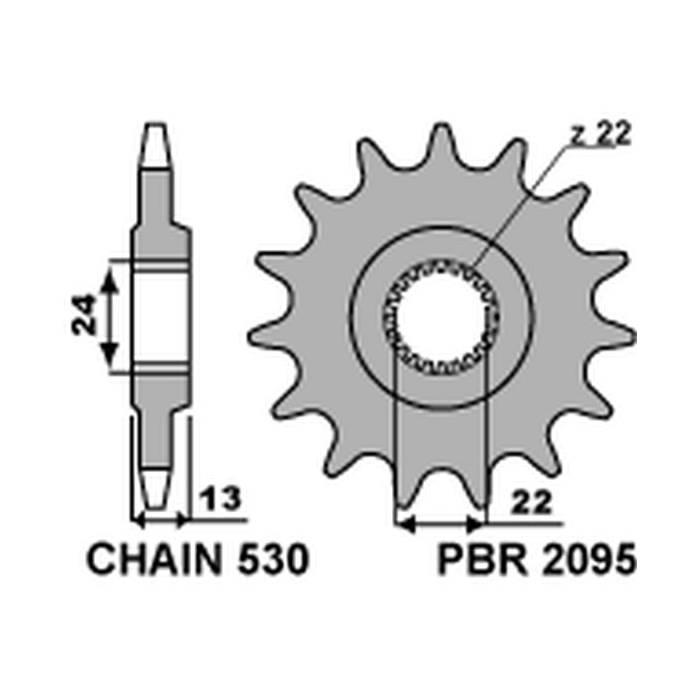 PBR front sprocket 2095 16 18NC BOMBARDIER DS 650 (pitch 530)
