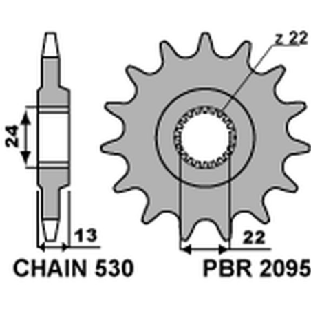 PBR priekinė žvaigždė 2095 16 18NC BOMBARDIER DS 650 (žingsnis 530)