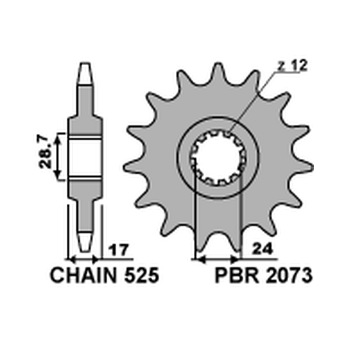 PBR front sprocket 2073 15 HONDA CB 600 HORNET '97-'06, CBR 600F '97-'98, CBF 600 '04-'07 (JTF1371.15) (pitch 525) (207315