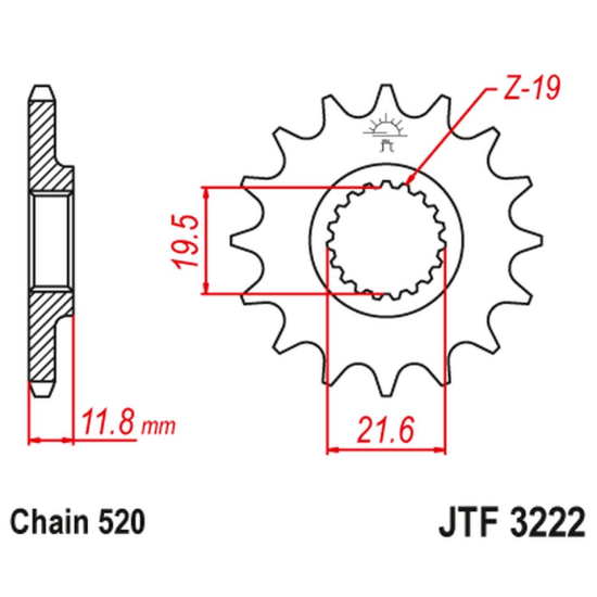 JT front sprocket 2180 12 POLARIS 250/300/350/400/425 '89-99' (218012JT) (pitch 520)