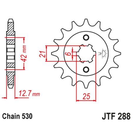 JT front sprocket 288 15 HONDA CB 550F/K '75-'80 (28815JT) (pitch 530) (-2)