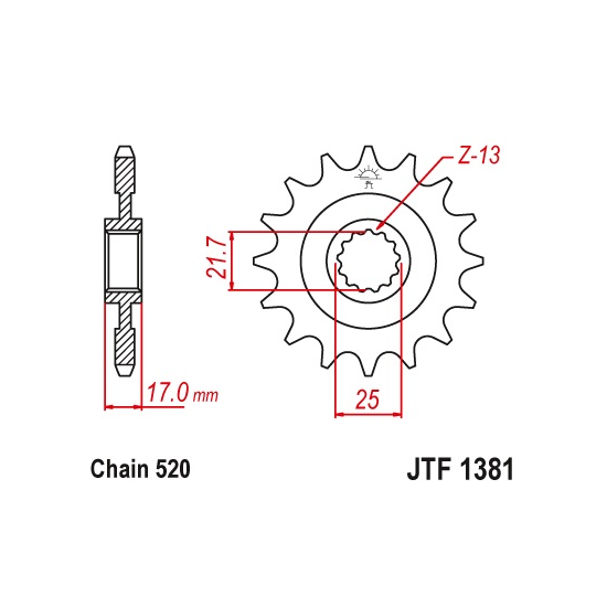 JT front sprocket 2042 16 with rubber HONDA CB 500F/X '13-'15, CBR 500R '13-'15, NC 700 '12-'14, CT/CTX 700 14 (JTF1381.16RB)* (