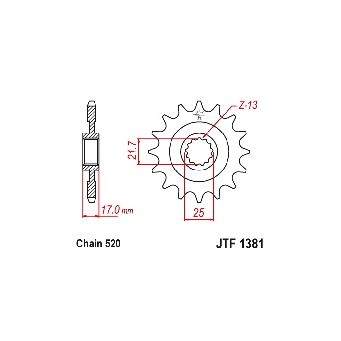 JT front sprocket 2042 16 with rubber HONDA CB 500F/X '13-'15, CBR 500R '13-'15, NC 700 '12-'14, CT/CTX 700 14 (JTF1381.16RB)* (