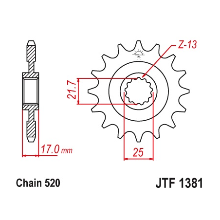 JT front sprocket 2042 16 with rubber HONDA CB 500F/X '13-'15, CBR 500R '13-'15, NC 700 '12-'14, CT/CTX 700 14 (JTF1381.16RB)* (