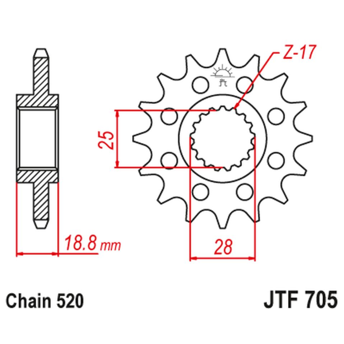 JT front sprocket 2098 15 APRILIA 1000 RSV '98-09' (209815JT) (pitch 520)
