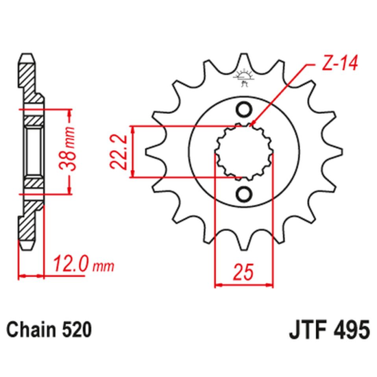 JT front sprocket 495 15 DUCATI PASO SPORT 750 '86-90' (49515JT) (pitch 520)