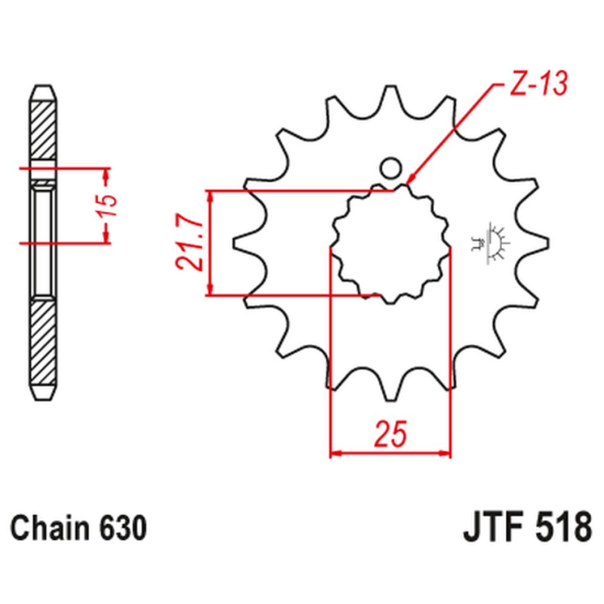 JT front sprocket 518 16 KAWASAKI Z 650 /750 '79-'83 (51816JT) (chain 630) (+1)