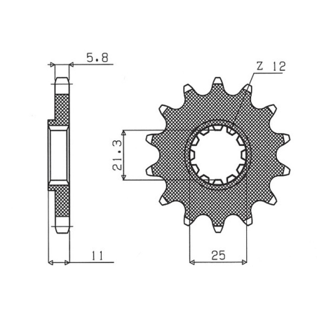 SUNSTAR priekinė žvaigždė 727 15 HUSQVARNA CR/WR/TC/TE 125/250/300/310/410/510/610 (JTF824.15) (žingsnis 520) (72715JT)
