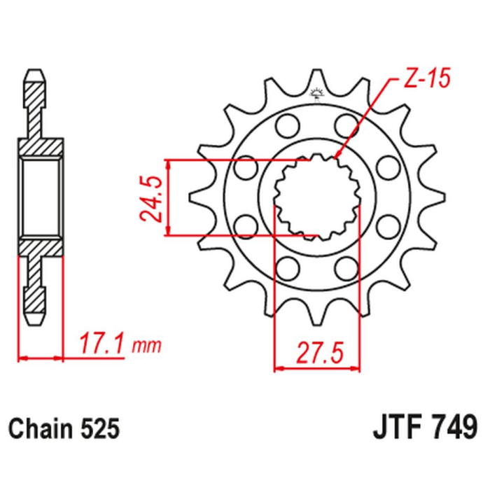 JT front sprocket 2249 14 DUCATI PANIGALE 1199/1299 '12-'19 (224914JT) (pitch 525)