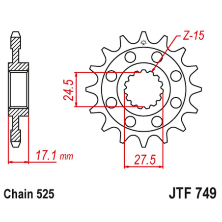 JT front sprocket 2249 14 DUCATI PANIGALE 1199/1299 '12-'19 (224914JT) (pitch 525)