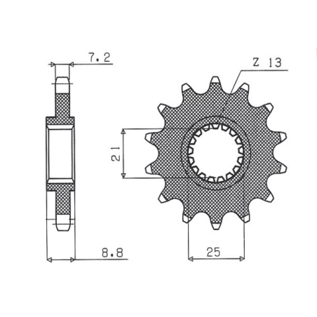SUNSTAR priekinė žvaigždė 2137 16 KAWASAKI ZX9R '02-'03, Z 1000 '03-'06 (JTF1537.16) (žingsnis 525) (213716JT)