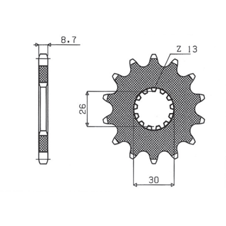 SUNSTAR priekinė žvaigždė 2090 18 TRIUMPH DAYTONA 955/SPRINT ST/SPRINT GT (JTF1180.18) (žingsnis 530) (209018JT)