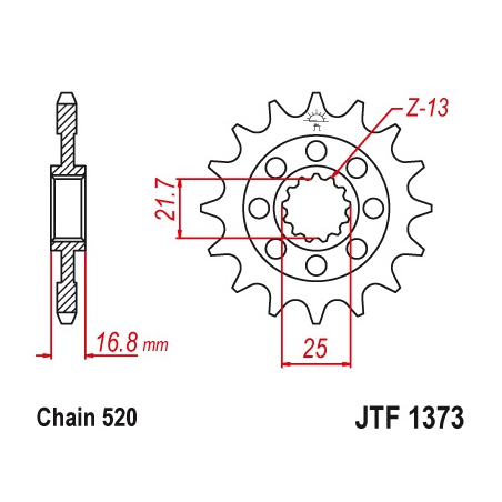 JT front sprocket 2042 16 with rubber HONDA NC 700S/X '12-'13, INTEGRA 700D '12-'13 (JTF1373.16RB)* (pitch 520)