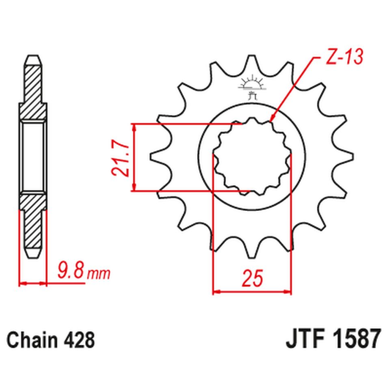 JT front sprocket 2049 19x17' SR 500 '91-00' (204919JT) (step 428)