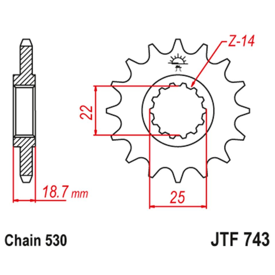 JT front sprocket 2254 14 DUCATI MULTISTRADA 1200 '10-'16 (225414JT)
