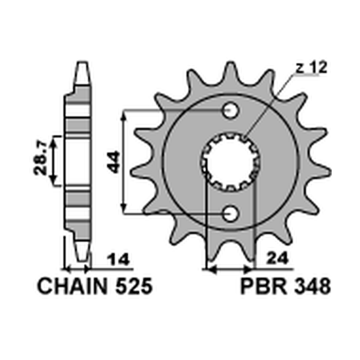 PBR front sprocket 348 16 HONDA XRV 750 AFRICA TWIN '90-'03 (JTF314.16) (pitch 525) (34816JT)