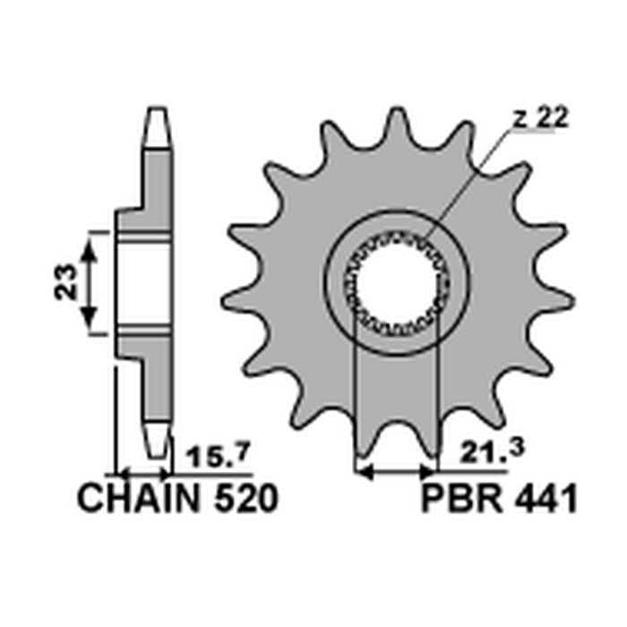PBR front sprocket 441 14 YAMAHA XT 600 '87-'03, XTZ 660 '91-'98 (JTF577.14) (pitch 520) (44114JT)