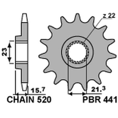PBR priekinė žvaigždė 441 14 YAMAHA XT 600 '87-'03, XTZ 660 '91-'98 (JTF577.14) (žingsnis 520) (44114JT)