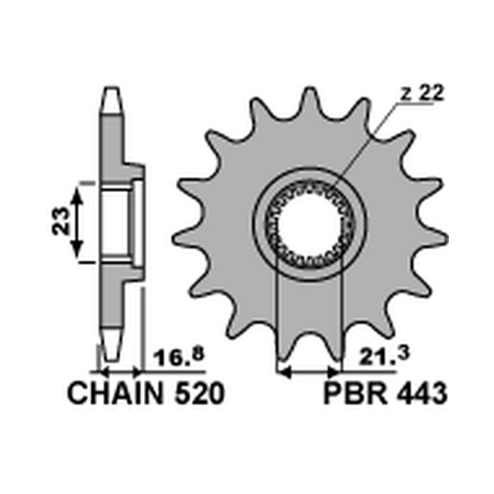 PBR front sprocket 443 16 YAMAHA XJ 600 DIVERSION '92-'03 (JTF582.16) (pitch 520) (44316JT)