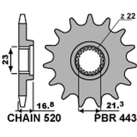 PBR priekinė žvaigždė 443 16 YAMAHA XJ 600 DIVERSION '92-'03 (JTF582.16) (žingsnis 520) (44316JT)