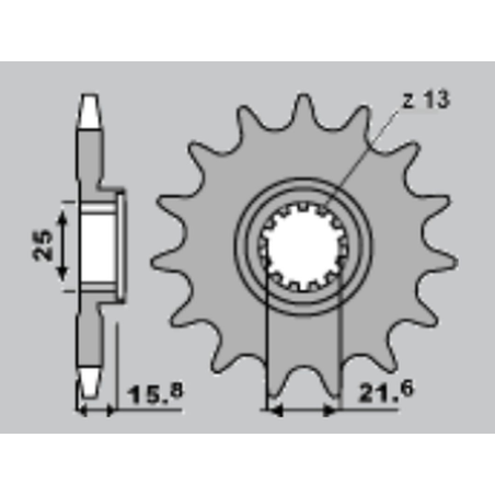 JR front sprocket 2093 14 KAWASAKI ZX 6R '98-'02 (153514JT)