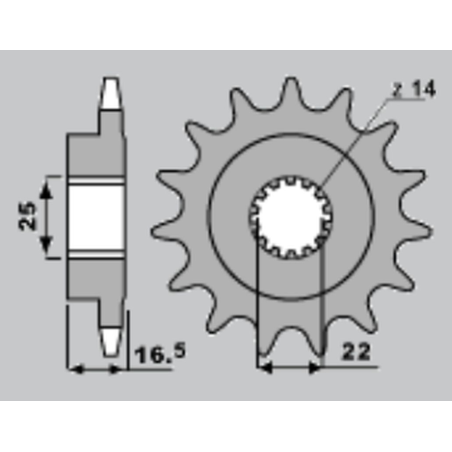 JR priekinė žvaigždė 2114 15 DUCATI 796/820/821/848/992/998/999/1000/1100 (JTF741.15)