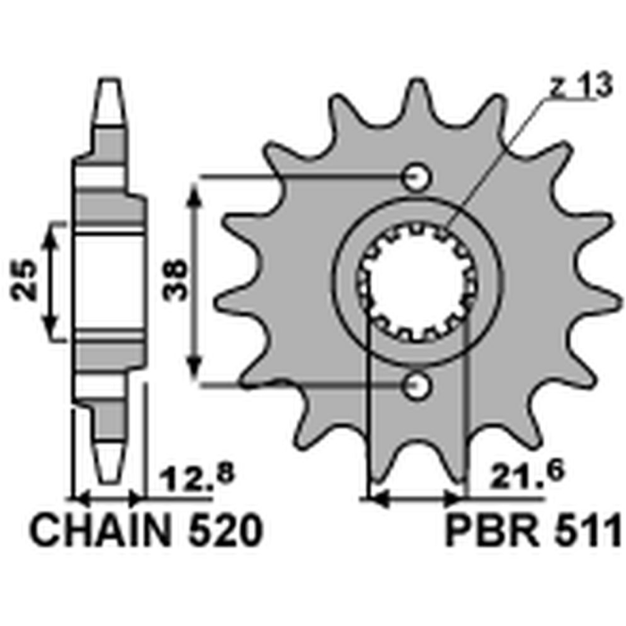 PBR front sprocket 511 15 18NC KAWASAKI KLR 650 '90-'17 (JTF511.15) (pitch 520)