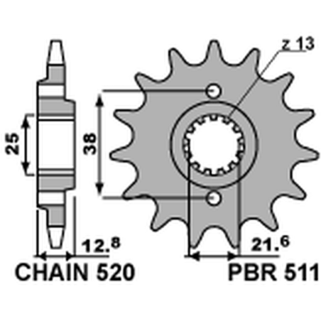 PBR priekinė žvaigždė 511 15 18NC KAWASAKI KLR 650 '90-'17 (JTF511.15) (žingsnis 520)