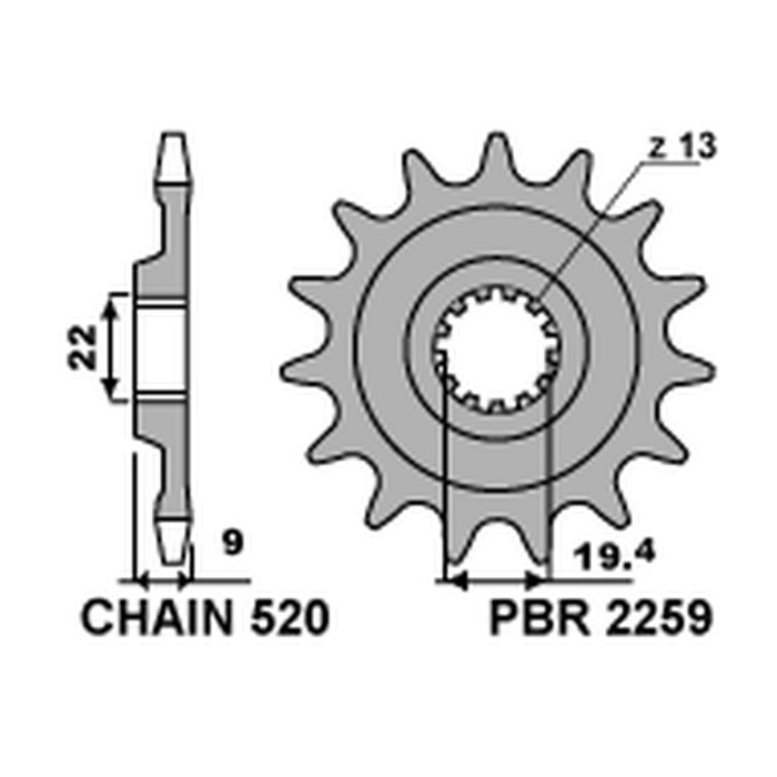 PBR front sprocket 2259 13 18NC (2292 13) SUZUKI RMZ 250 13-16 (JTF1442.13) (pitch 520)