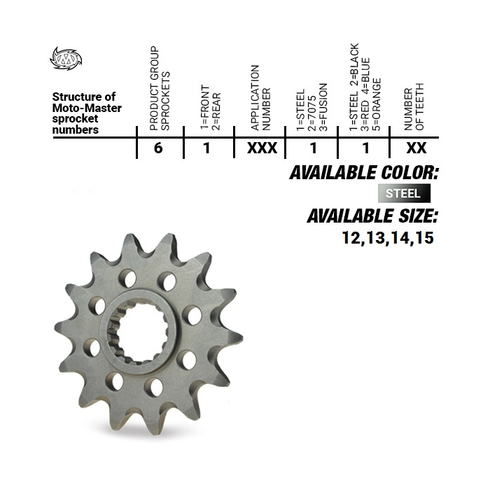 MOTO-MASTER priekinė žvaigždė 2141 13 KAWASAKI KXF 450 '06-'20, KLX 450R '07-'20(JTF1565.13) (214113) (56513)YFZ 450 '04-'13