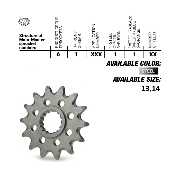 MOTO-MASTER front sprocket 2311 13 (231113) SELF-CLEANING SHERCO 250 SE '13-'20, 300 SE '13-'20, 450 SE '16-'20 ( 14 T)
