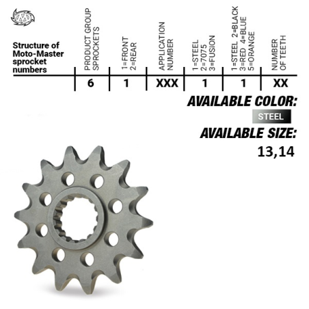 MOTO-MASTER front sprocket 2311 13 (231113) SELF-CLEANING SHERCO 250 SE '13-'20, 300 SE '13-'20, 450 SE '16-'20 ( 14 T)