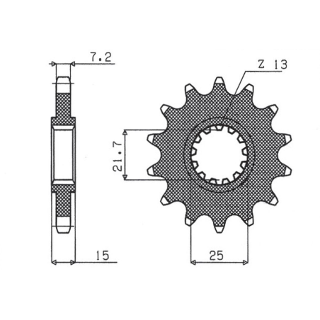 SUNSTAR front sprocket 2082 14 KAWASAKI ZX 6R '95-'97 (JTF1182.15) (208214JT)