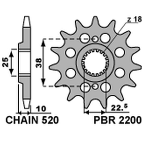 PBR front sprocket 2200 14 18NC BMW G 450X 08-10, HUSQVARNA 449/511 (pitch 520) (JTF403.14)